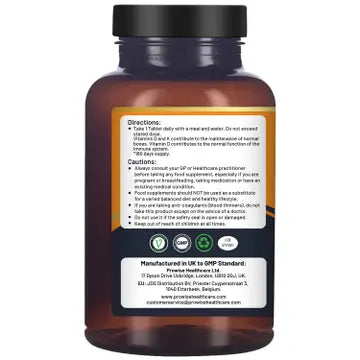 Vitamina D3 4000 UI & K2 MK7 100 μg | Tablete vegetariene | 180 bucăți